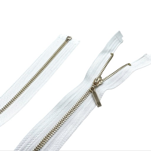 KOVOVÉ Zipsovanie zlaté VT0 30cm BIELE