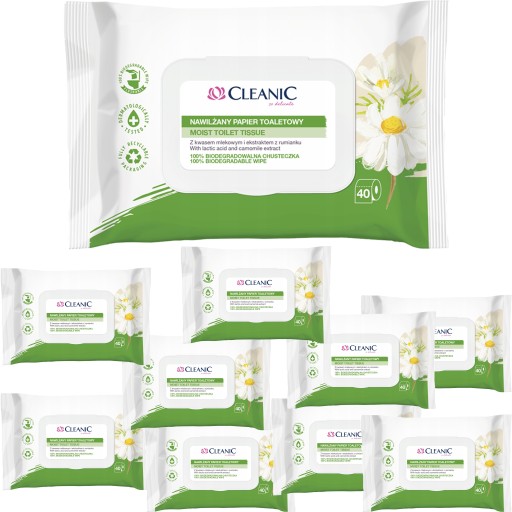 Cleanic vlhčený toaletný papier harmanček 40 ks.