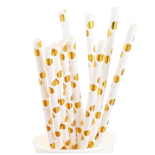 PAPIEROVÉ SLAMKY NA CAKEPOPS MERINGUE LOLLIES BIELE ZLATÉ 10 ks.