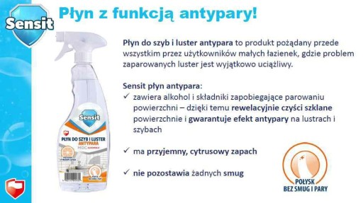 Sensit Tekutý prípravok proti zahmlievaniu okien a zrkadiel 500 ml.