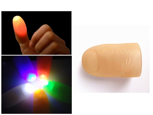 LED trikový prst so svietiacim palcom 1 ks.