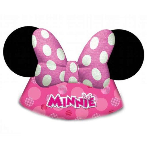 Papierové klobúčiky MINNIE MOUSE ružové NARODENINY