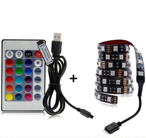 FAREBNÝ LED TV PÚH USB RGB LED PODSVIETENIE 3M 5V + LED DIAĽKOVÉ OVLÁDANIE