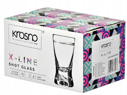 Poháre na vodku (25 ml) X-line Krosno 6 ks