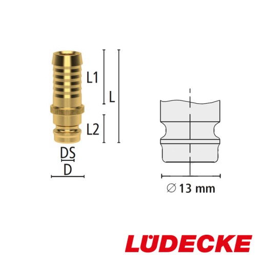 Zátka na reguláciu teploty DN 9 LUDECKE hadicová spojka 13 mm MS