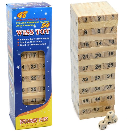 Drevená veža puzzle číselná kocka hra