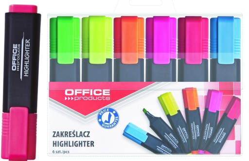 Zvýrazňovače Set Office Products 6 farieb v kufríku