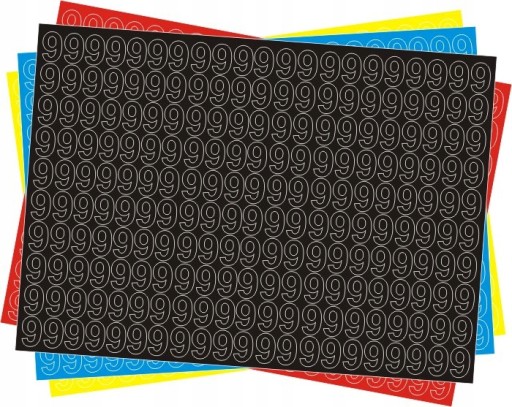 Sada samolepiacich čísel 9 deväť, 1 cm mat