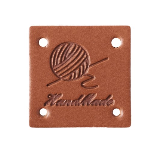 Etiketový štítok ekokoža HANDMADE BULLET hnedá 2712