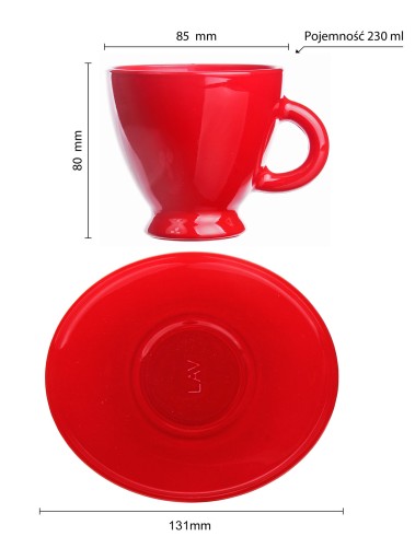 Roma šálka s podšálkou 230ml Červená