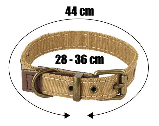 Látkový obojok pre malého psíka, Vintage GOLD BUCKLE, farby, 44cm M