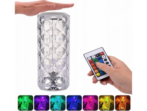 KRYŠTÁLOVÁ STOLNÁ LAMPA DOTYKOVÁ SPÁLŇA RGB DIAMANTOVÁ LED + DIAĽKOVÉ OVLÁDANIE