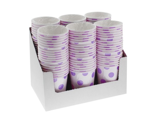 Levanduľové bodkované papierové poháre 250 ml 6 ks