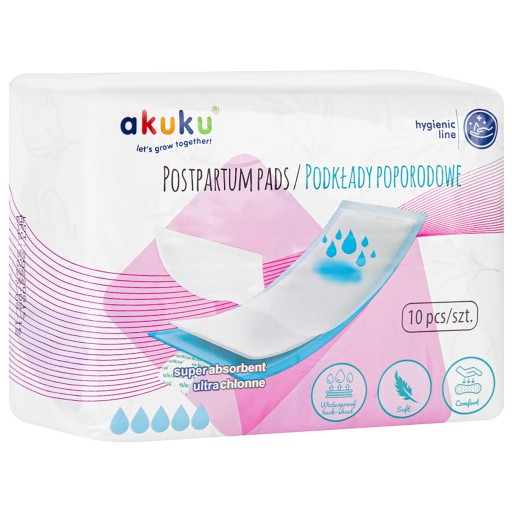 AKUKU popôrodné hygienické vložky Ultraabsorpčné vložky so superabsorbentom 10 kusov