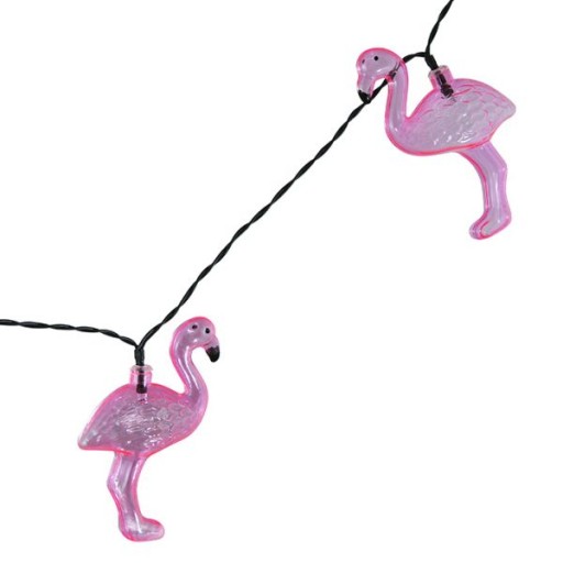 LED solárna girlanda FLAMINGOS ružová studená so súmrakovým senzorom 6m IP44