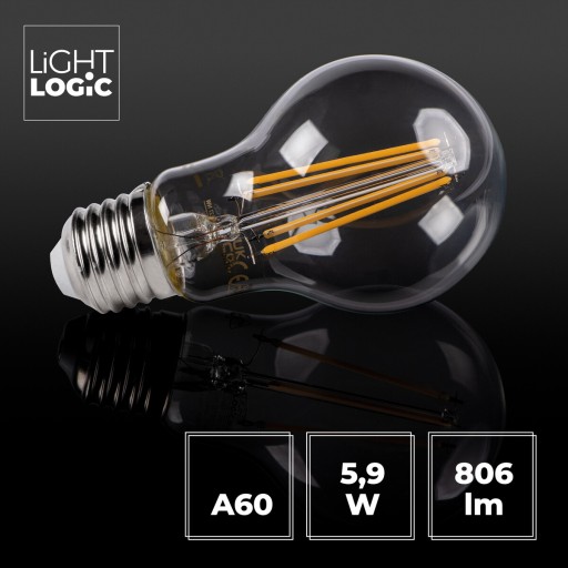 Vláknová LED žiarovka A60 5,9=60W E27 biela NW