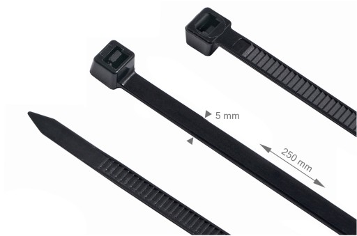 KABELOVÉ VIAZAČKY ČIERNE KABELOVÉ VIAZAČKY 5x250mm 100KS