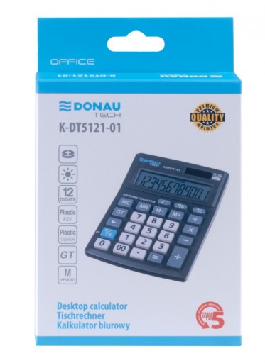 DONAU TECH OFFICE kancelárska kalkulačka 12-miestny displej 137x101x30mm čierna