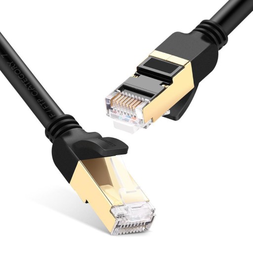 UGREEN NW107 Ethernet RJ45 okrúhly sieťový kábel, Cat.7, STP, 1,5 m (čierny