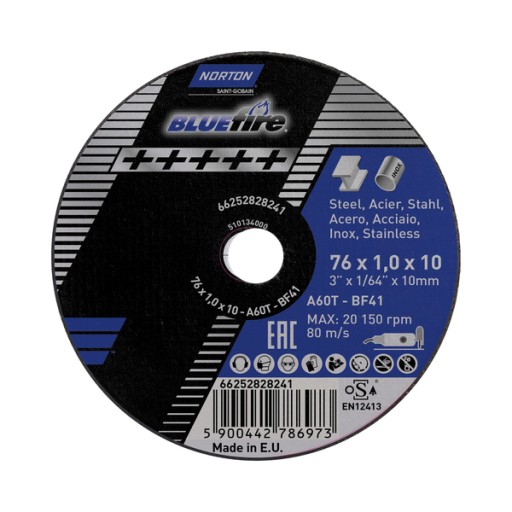 Norton rezací kotúč 66252828241 76x1,0x10mm BLUE FIRE