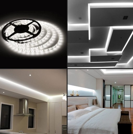 VODEODOLNÝ RGB SMD LED PÁS 5M STUDENÝ BIELY DIAĽKOVÝ OVLÁDAČ PRE KNIHOVNICE POLICE SKRIŇKA