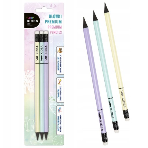 3 x PREMIUM ceruzka s gumou HB PASTEL KIDEA 97203