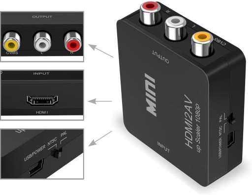ADAPTÉR KONVERTOR HDMI 1080p NA AV RCA CVBS CINCH