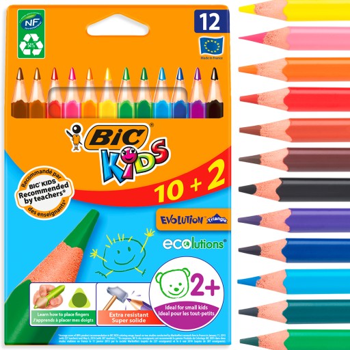 BIC TROJUHOLNÍK HRUBÁ FARBA CUŽKY PRE DETI ECO 12 FARB.