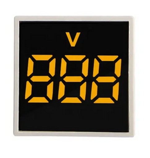 VOLTMETER 20-500VAC Štvorcový 29X29MM SKRUTKA DO PANELU ŽLTÁ
