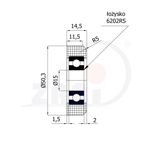 POLYAMIDOVÁ VALIČKA 50x15mm na brány a dvere