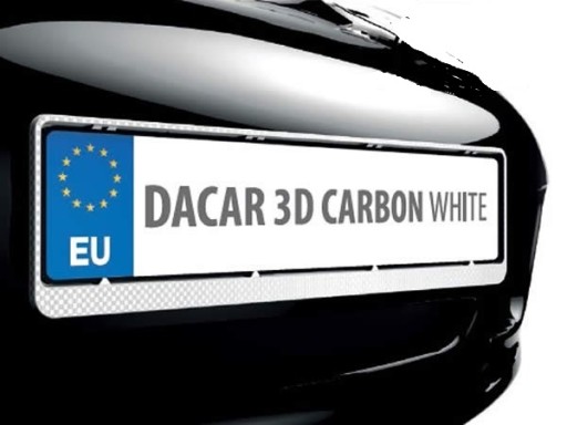 DARČEKY ZADARMO# DACAR 3D UHLÍKOVÝ BIELY RÁM NA ŠPZ