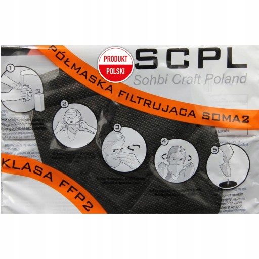 50xPOLISH FFP2 MASK ČIERNA PROTIVÍRUSOVÁ MASKA