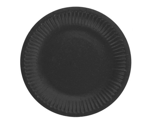 Jednofarebné papierové taniere, čierne, 18 cm, 6 ks.