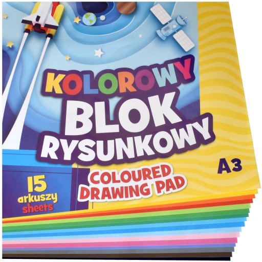 FAREBNÝ BLOK A3 VEĽKOFORMÁT 15 LISTOV 80g/m HMOTNITE FARBENÉ