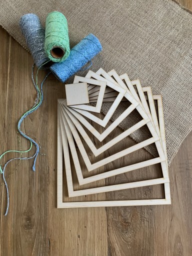 Obruč macrame, štvorcová, základňa macrame, 20-6 cm.