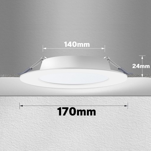 LED stropný panel, zapustený, pod omietku, okrúhly, 18 W, nebliká, CCD