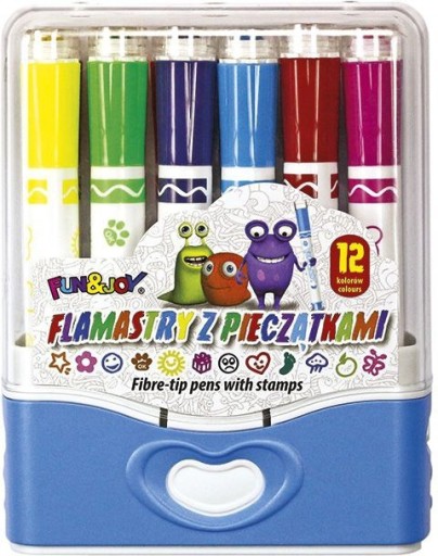 Fixky s pečiatkami, 12 farieb, puzdro Fun&Joy