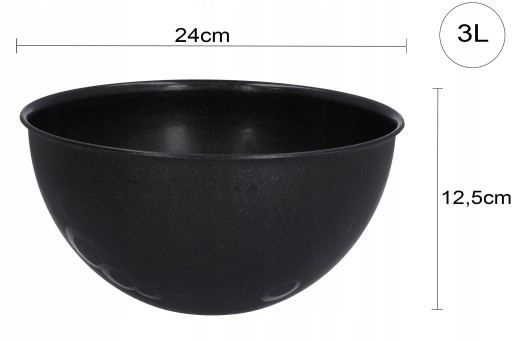 KUCHYŇSKÁ MISKA plastová čierna veľký 3L priemer 24,5 cm s praktickým vrchnákom