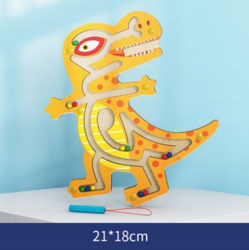 Drevené magnetické bludisko Montessori dinosaurus