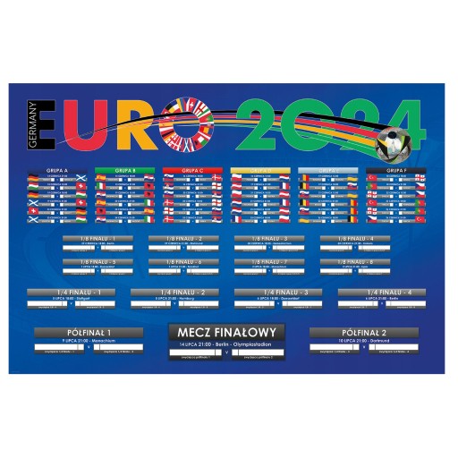 EURO 2024 HARMONOGRAM tabuľka plagát ME 61x91,5 cm