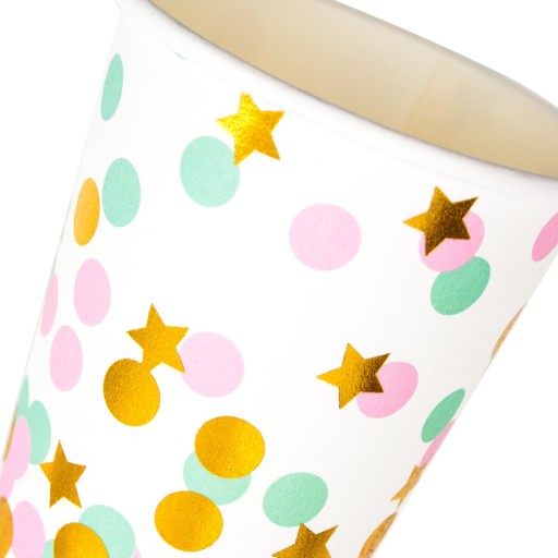 Mint papierové poháre z ružového zlata PASTEL CONFETTI 6 ks.