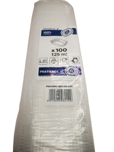 Bezfarebná obdĺžniková nádoba 125ml OPÄTOVNE POUŽITEĽNÁ! BEZ POPLATKU BDO! 100 ks.
