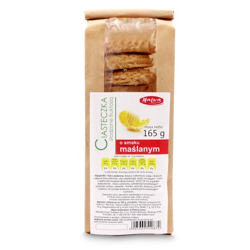 Maslové sušienky krehké bez pridaného cukru Malwa 165g