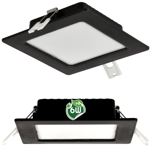 LED stropné svietidlo, zápustné, zápustné, 6W, 660lm, 4000K, čierne
