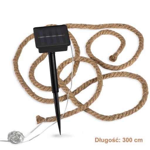 LANOVÁ LED solárna girlanda, jutové lano 3m IP44 WW
