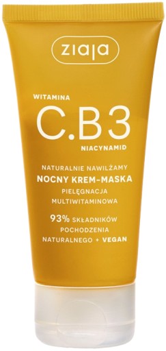 ZIAJA C.B3 NOČNÁ KRÉMOVÁ MASKA 50ML Vitamín C Peptidy Vitamín E B6 B5