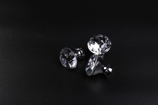 Krištáľový gombík, bezfarebná nábytková úchytka 30 mm