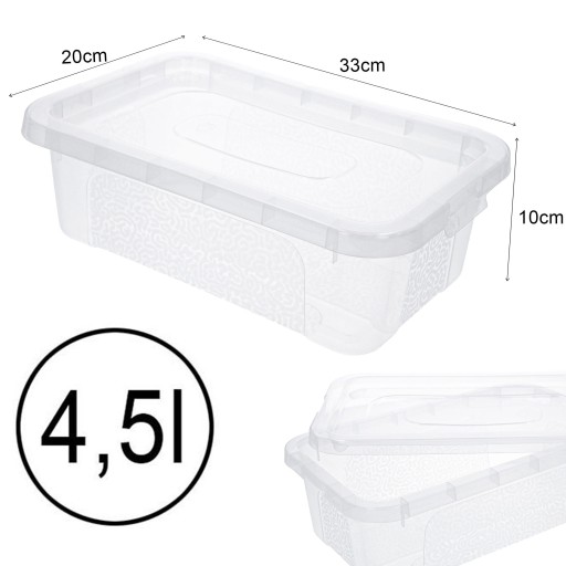 PLASTOVÝ NÁDOB 4,5L box, priehľadný organizér, plastový box