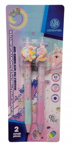 AUTOMATICKÉ Zmazateľné GULIČKOVÉ PERO S GUMOVÝM ÚCHYTKOM ASTRAPEN UNICORN 2 KS