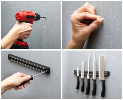 MAGNETICKÝ DRŽIAK NOŽOV S PÁSKOM DRŽIAK NOŽA MAGNET 33 CM